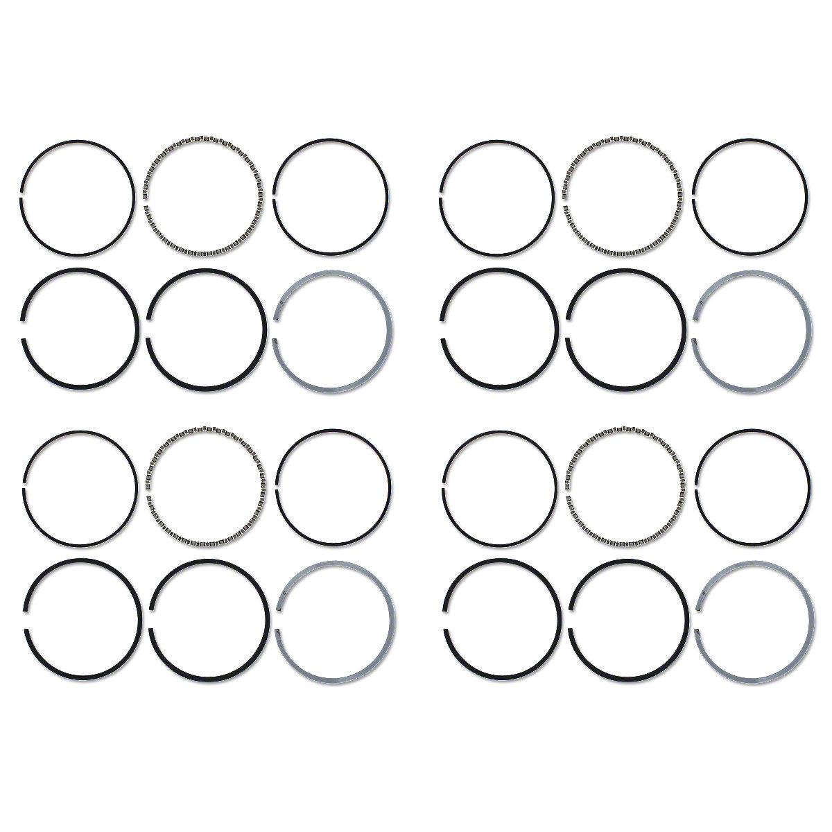 Piston Ring Set 4CYL 3-3/8" Bore Fits Massey Ferguson 135 245 Tractors 836100M91