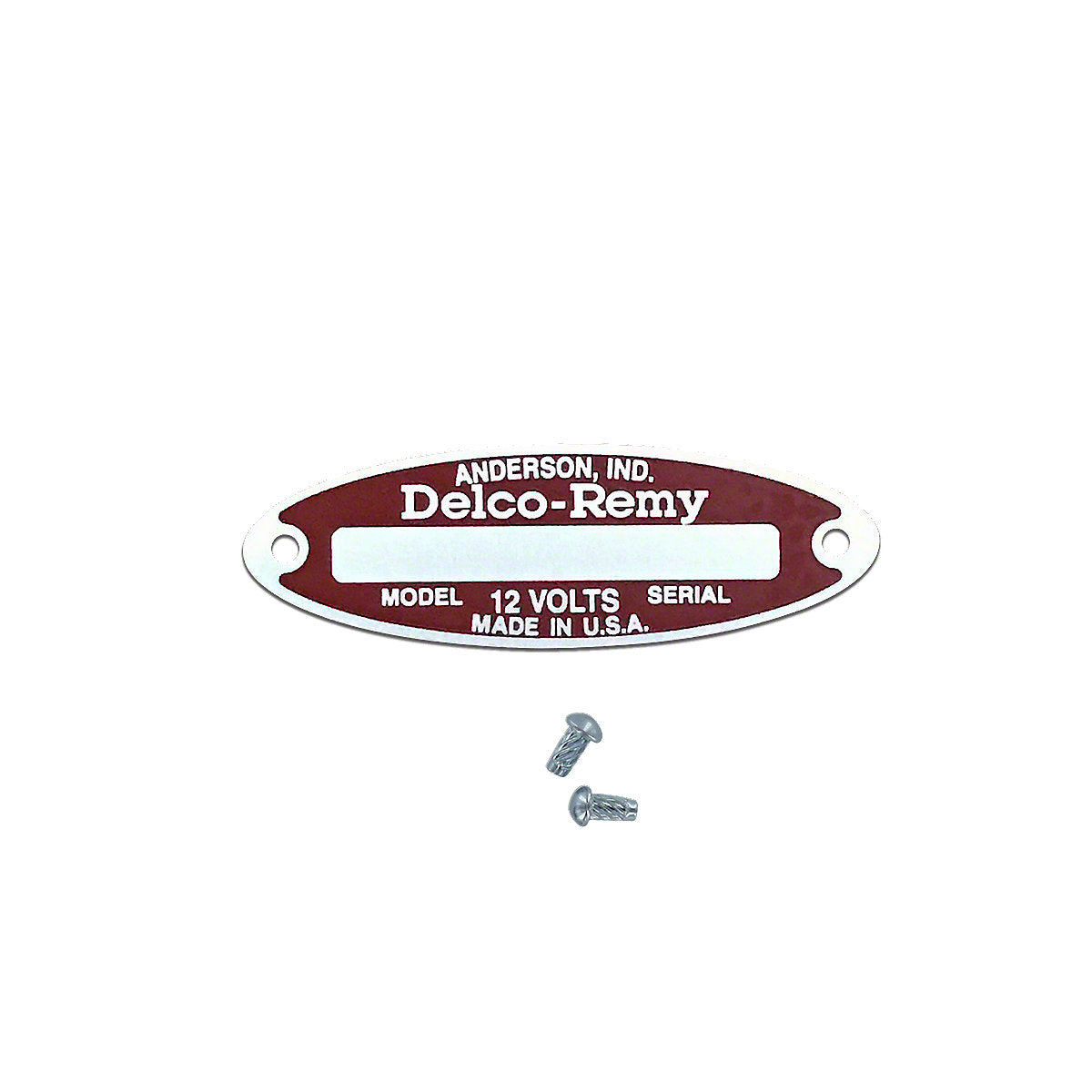 Generator Tag w/ (2) Rivets Delco 12V -Fits Case Tractor
