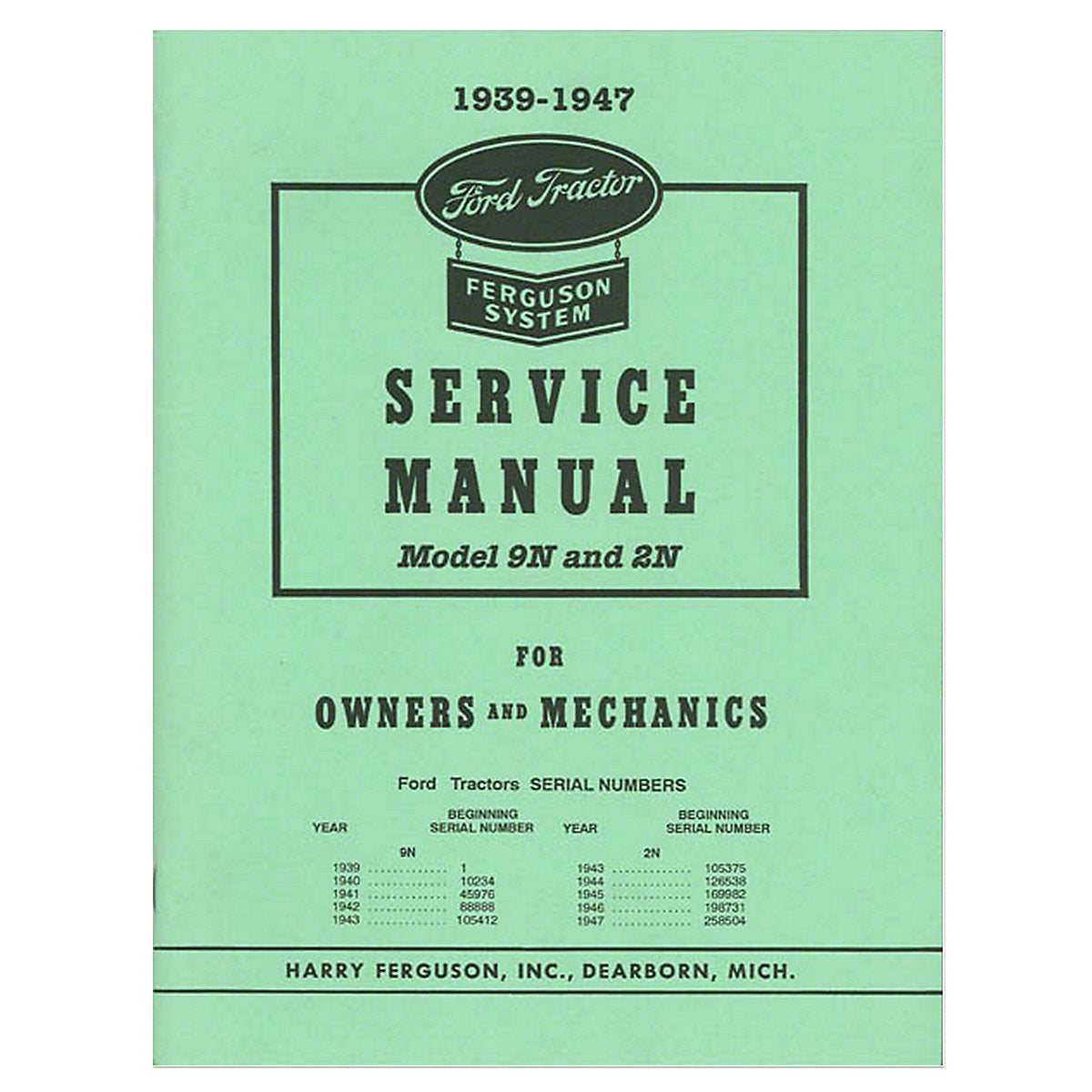 Shop Service Manual For Ford Tractor | 1939-1947 9N, 2N