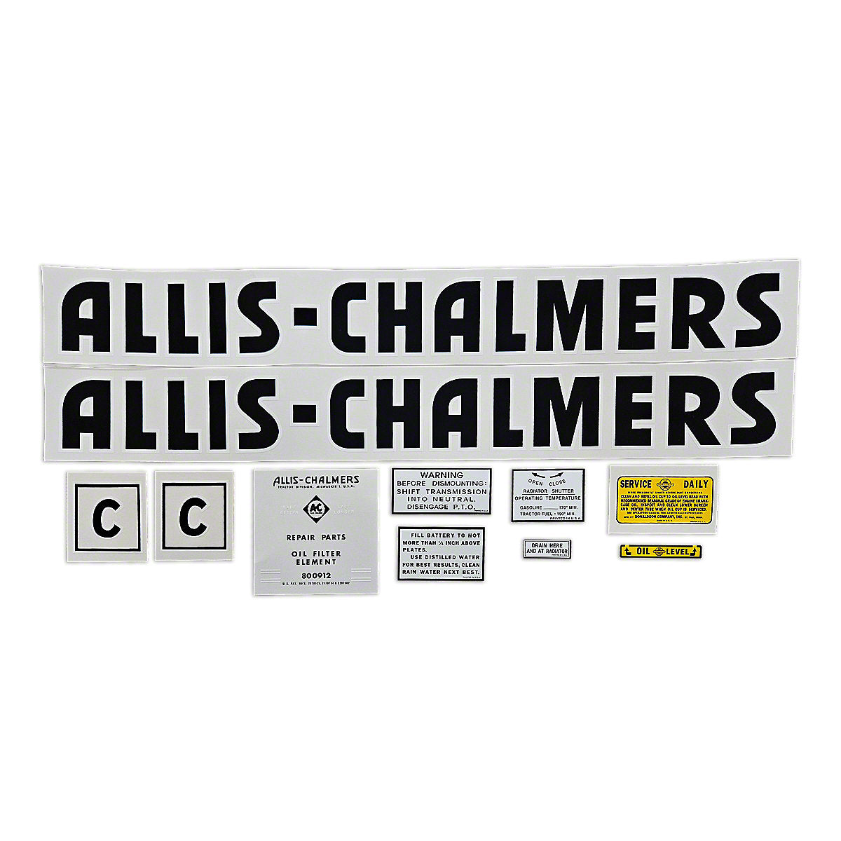 Mylar Decal Set Fits 1944 & up Allis Chalmers C Tractor