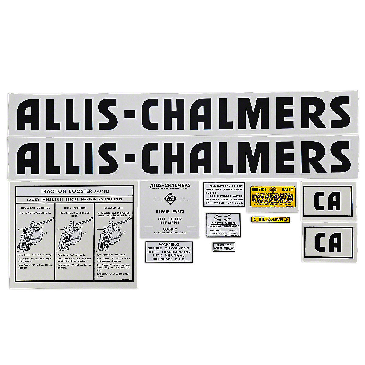 Mylar Decal Set Fits Allis Chalmers Tractor CA
