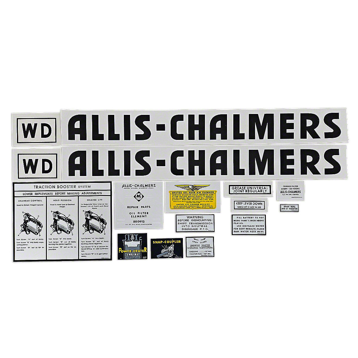 Mylar Decal Set Fits Allis Chalmers WD Tractor