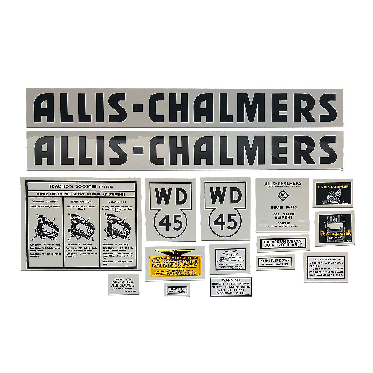 Mylar Decal Set Fits Allis Chalmers Tractor WD45