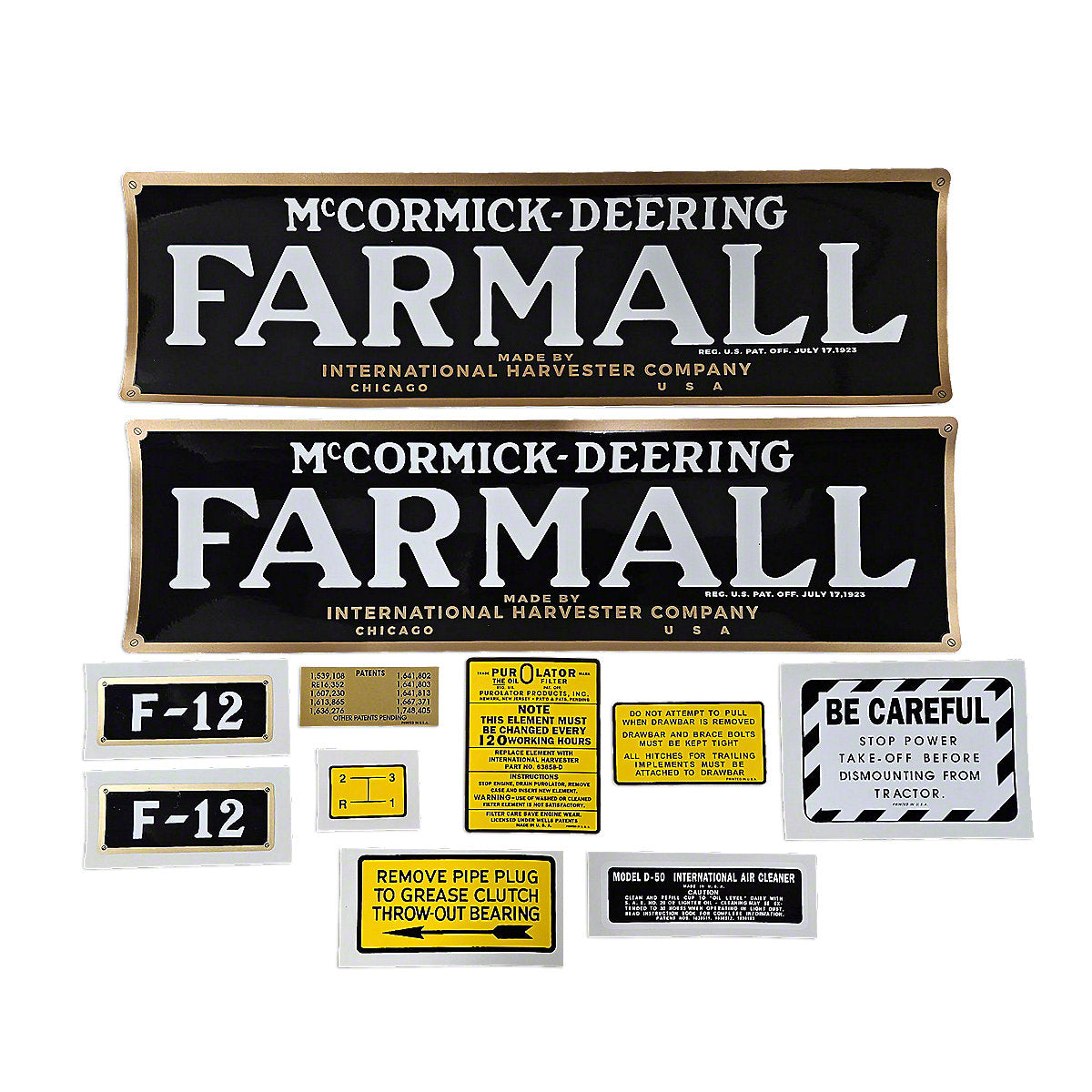 Mylar Decal Set Fits International F-12 Tractor