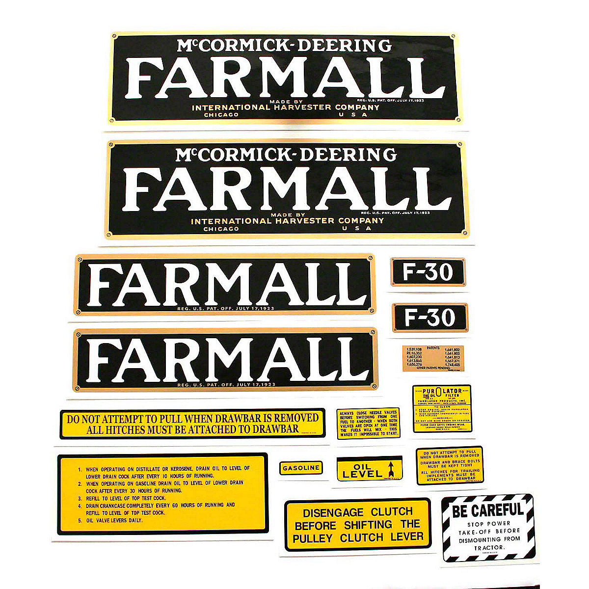 Mylar Decal Set Fits International F-30 Tractor
