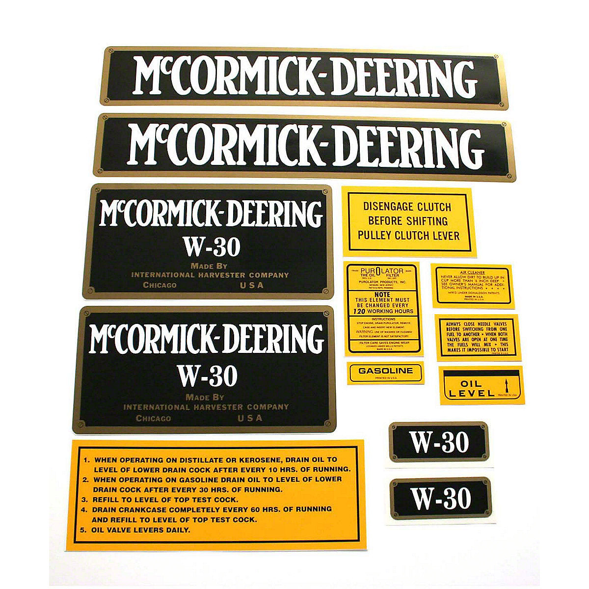 Mylar Decal Set Fits International W30 McCormick Deering Tractor
