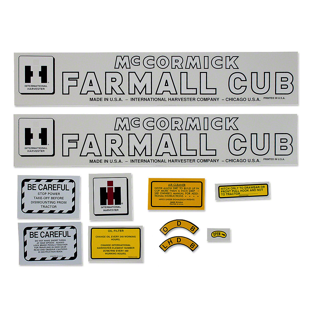 Mylar Decal Set Fits International Cub McCormick Farmall Tractor