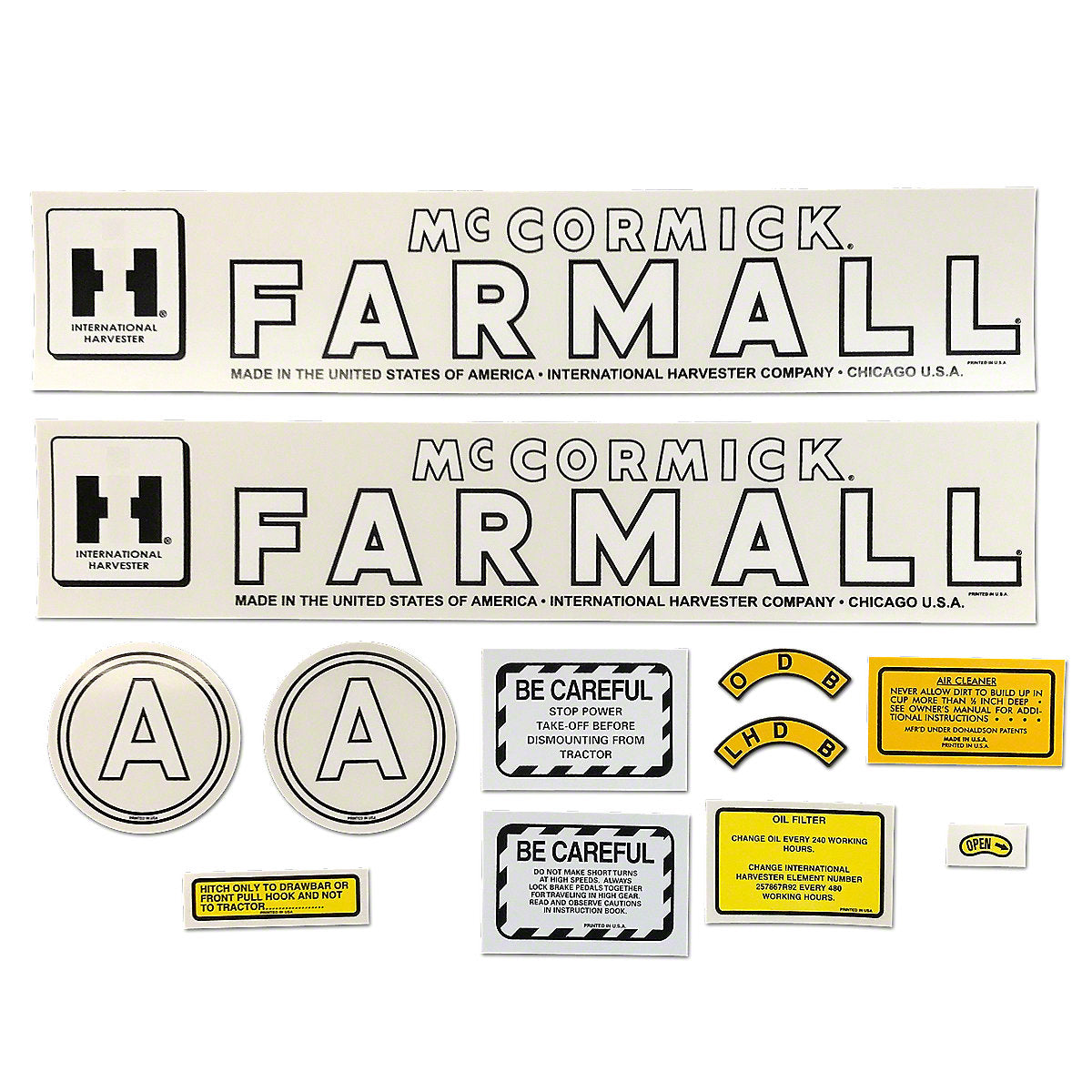 Mylar Decal Set Fits 1945-1952 International A Tractor