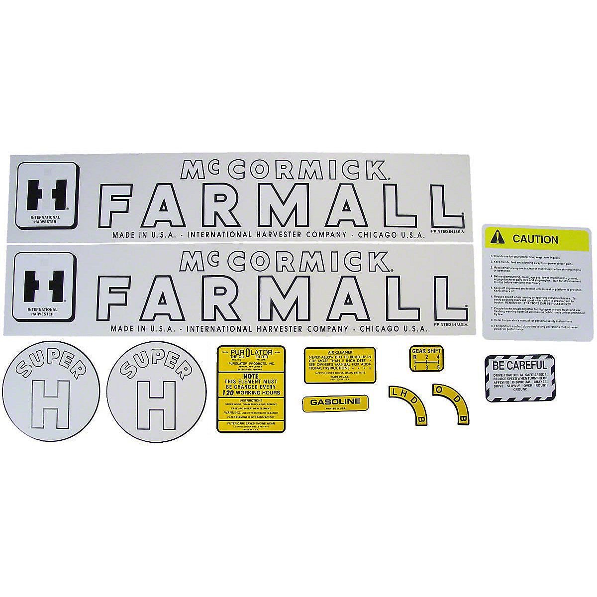 Mylar Decal Set Fits 1953-1954 International Super H Tractor