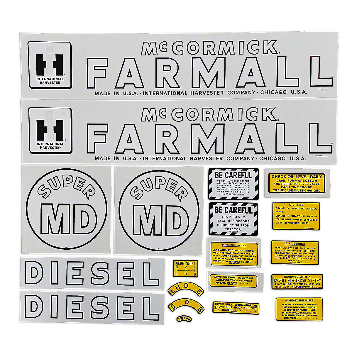 Mylar Decal Set Fits 1952-1954 International Super MD Tractor
