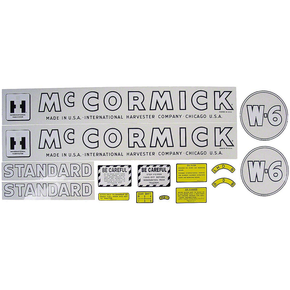 Mylar Decal Set Fits 1945-1952 International W6 Tractor