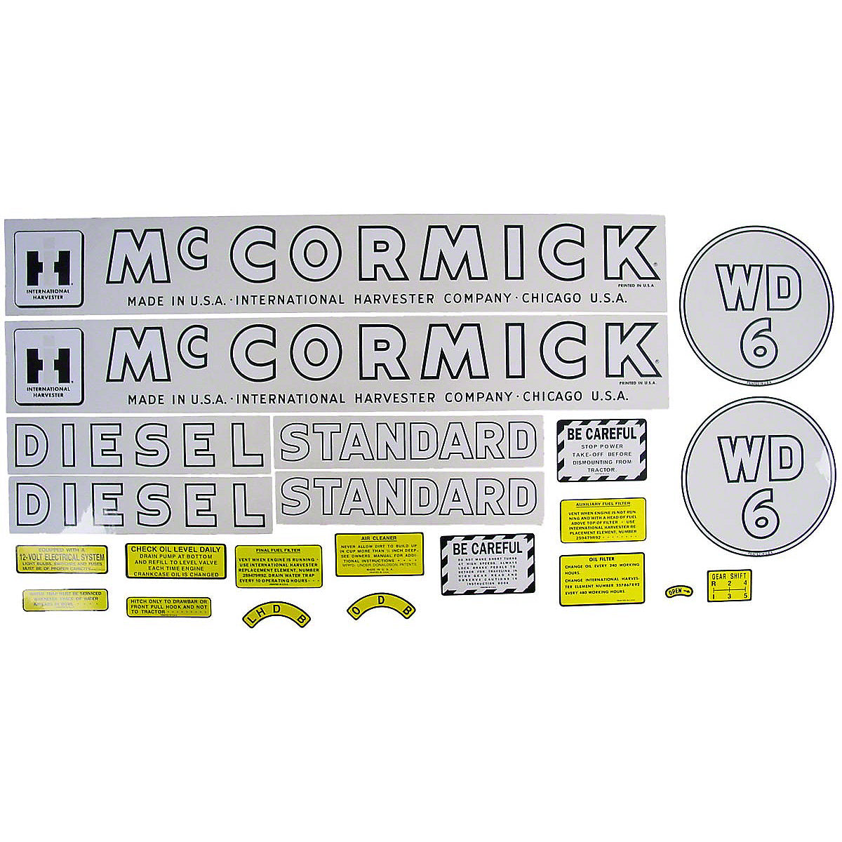Mylar Decal Set Fits 1945-1952 International WD6 Tractor