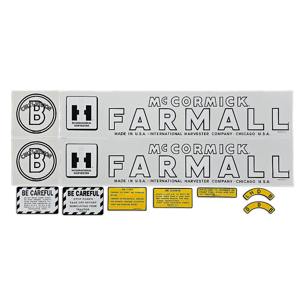 Mylar Decal Set Fits 1945-1952 International B Culti-Vision Tractor