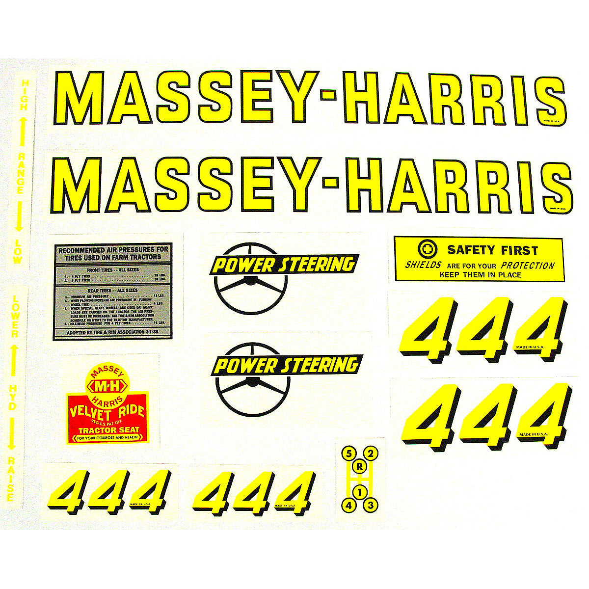 Mylar Decal Set Fits Massey Harris 444 Tractor