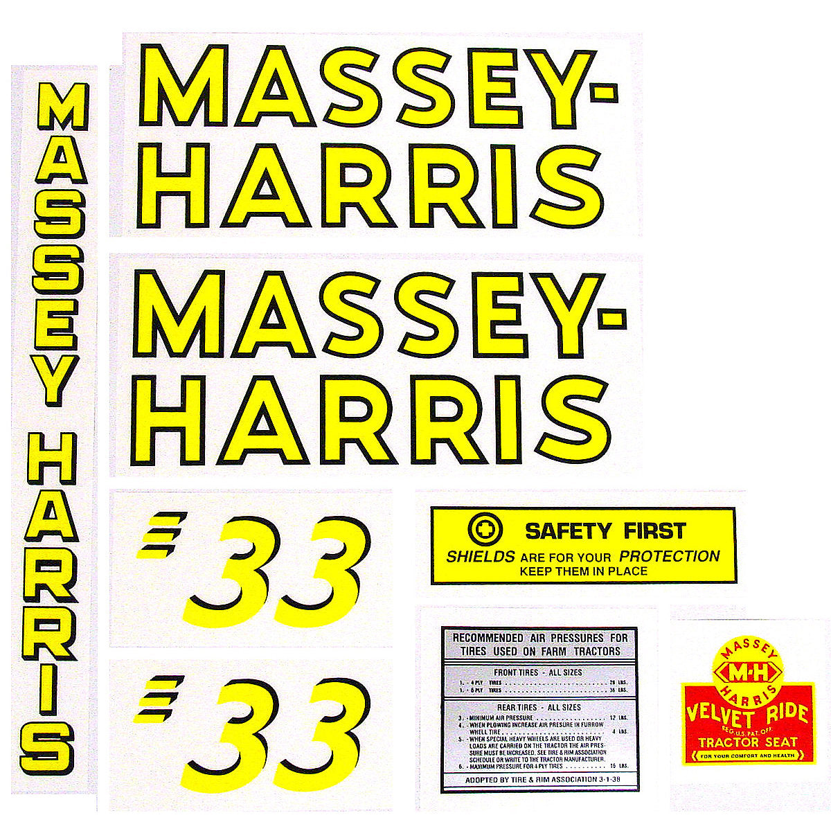 Mylar Decal Set Fits Massey Harris 33 Tractor
