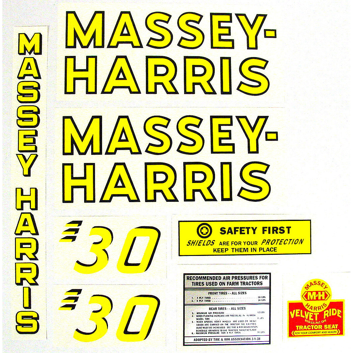 Mylar Decal Set Fits Massey Harris 30 Tractor