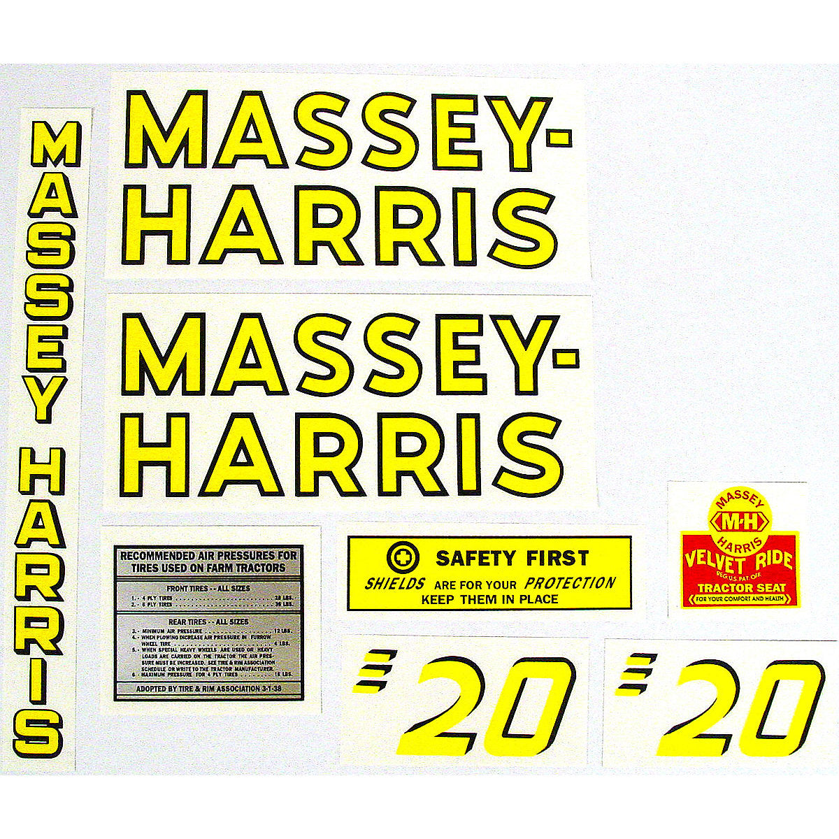 Mylar Decal Set Fits Massey Harris 20 Tractor