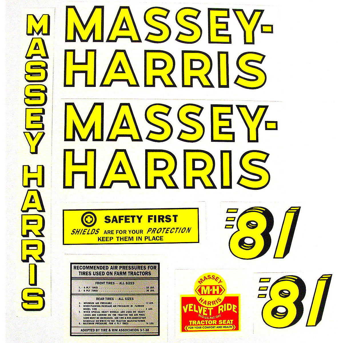 Mylar Decal Set Fits Massey Harris 81 Tractor