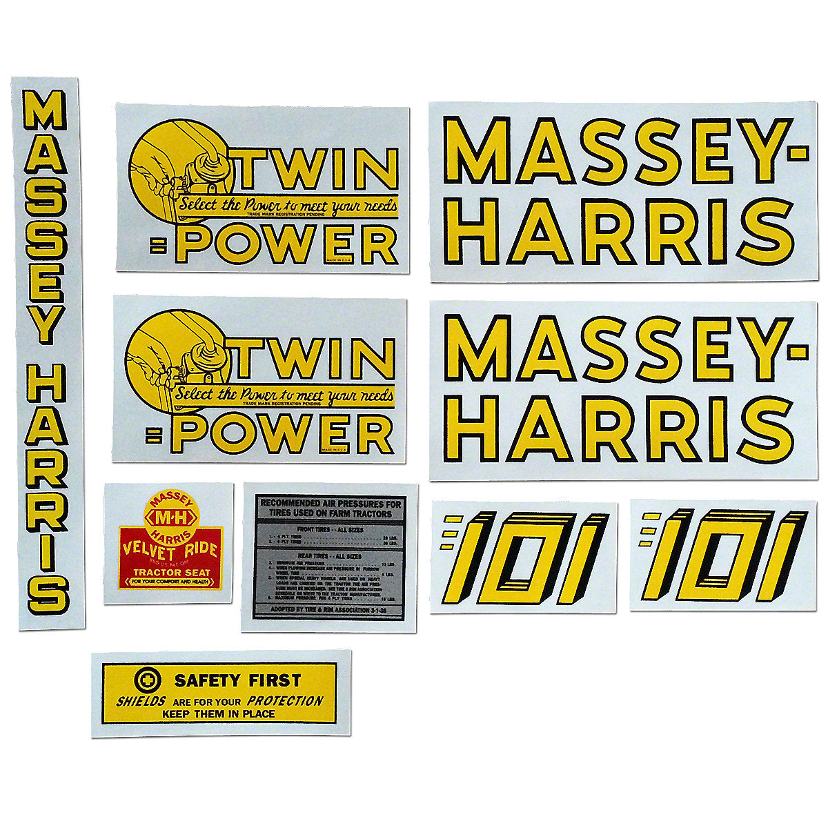 Mylar Decal Set Fits Massey Harris 101 Twin Power Tractor