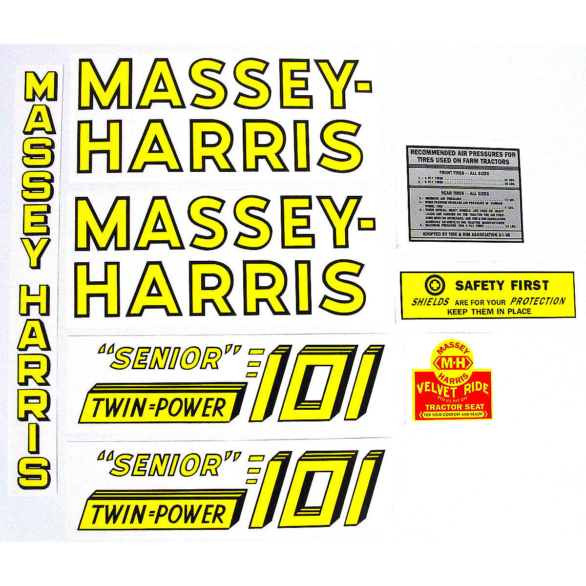 Mylar Decal Set Fits Massey Harris 101 Senior Twin Power Tractor