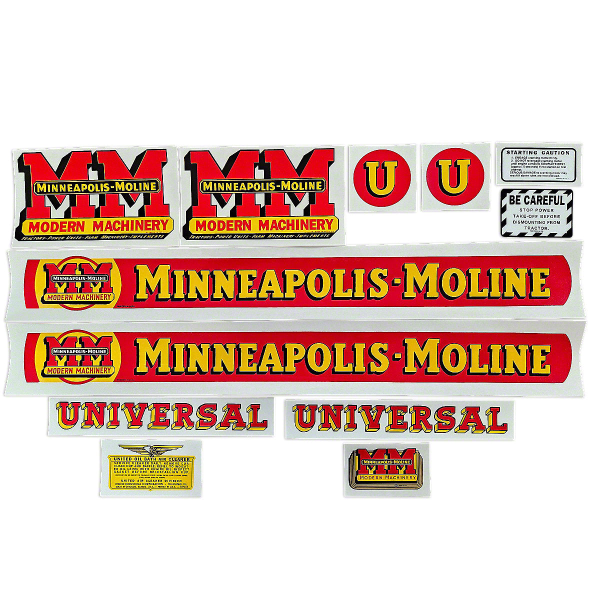 Mylar Decal Set Fits Minneapolis Moline U Tractor