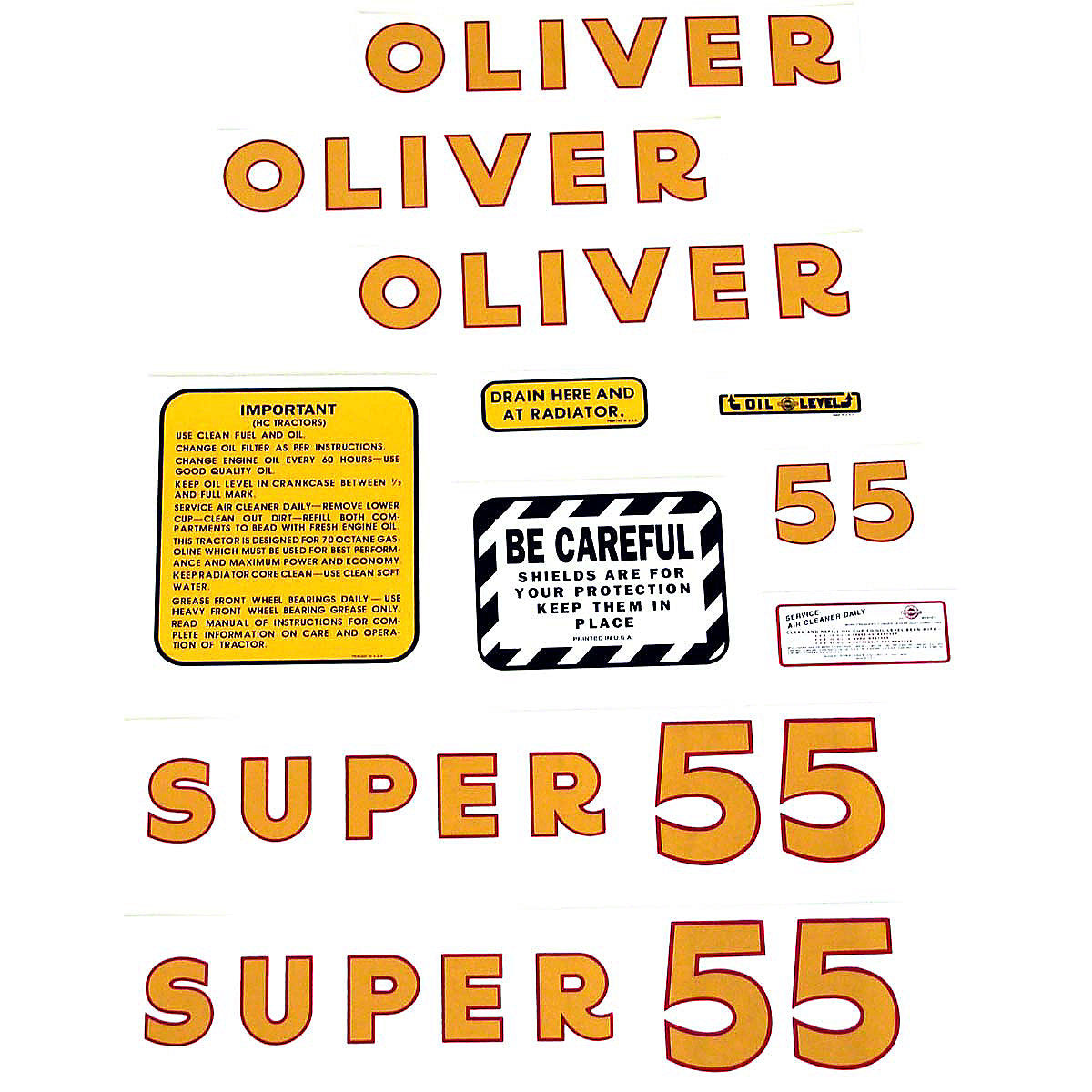 Mylar Decal Set Fits White / Oliver Tractor Super 55
