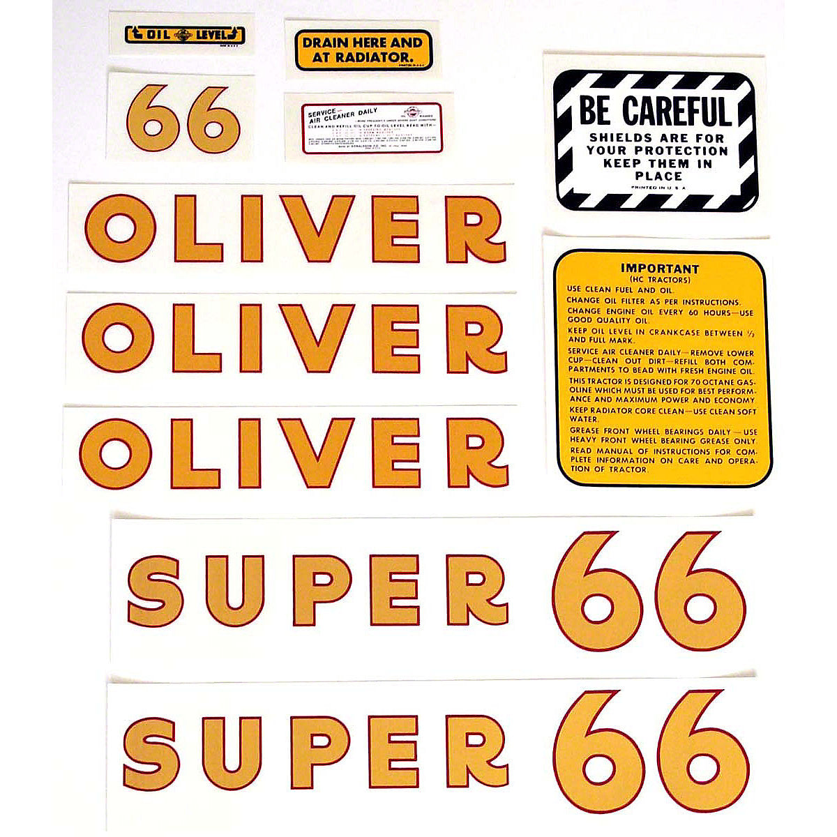Mylar Decal Set Fits White/Oliver Super 66 Tractor