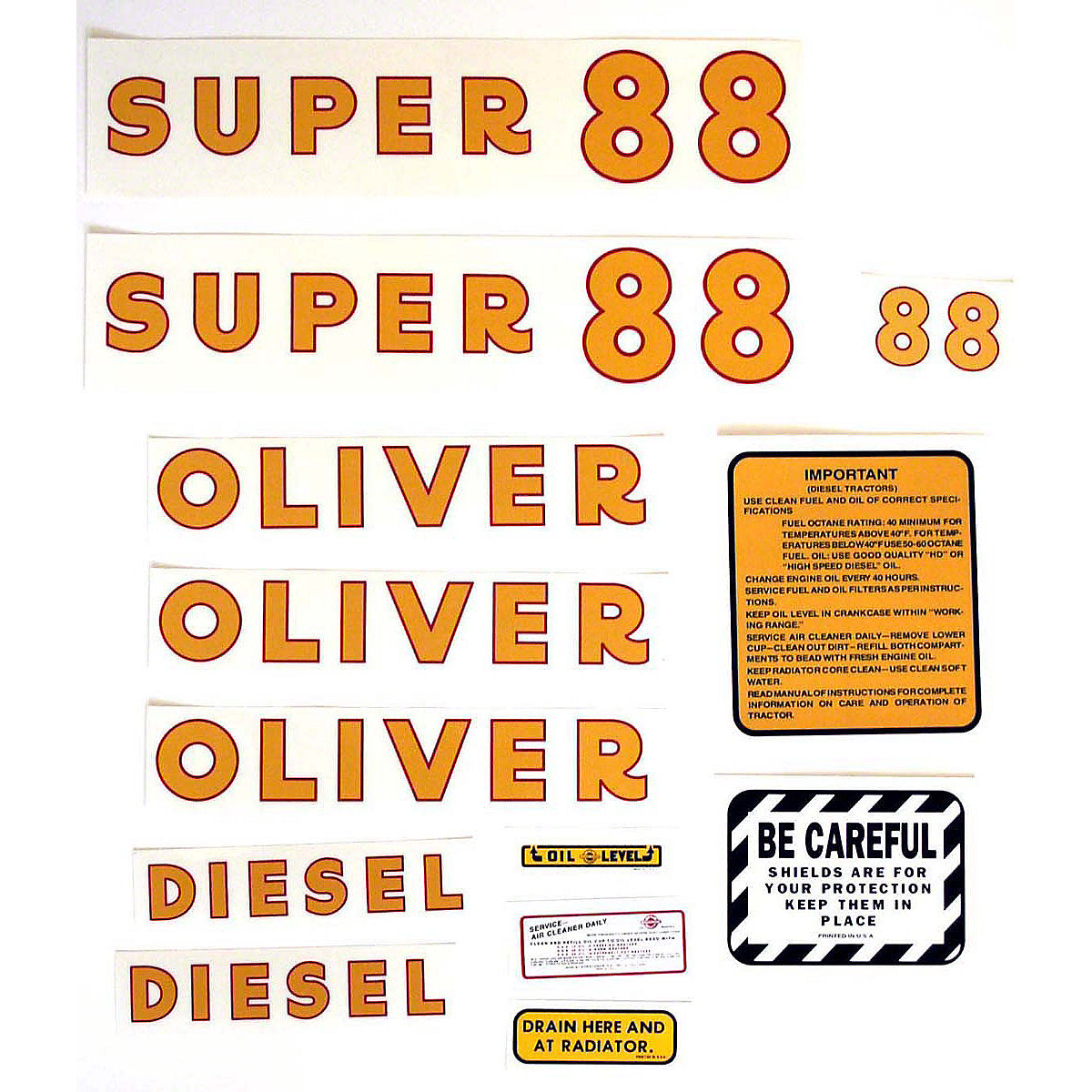 Mylar Decal Set Fits White/Oliver Super 88 Tractor