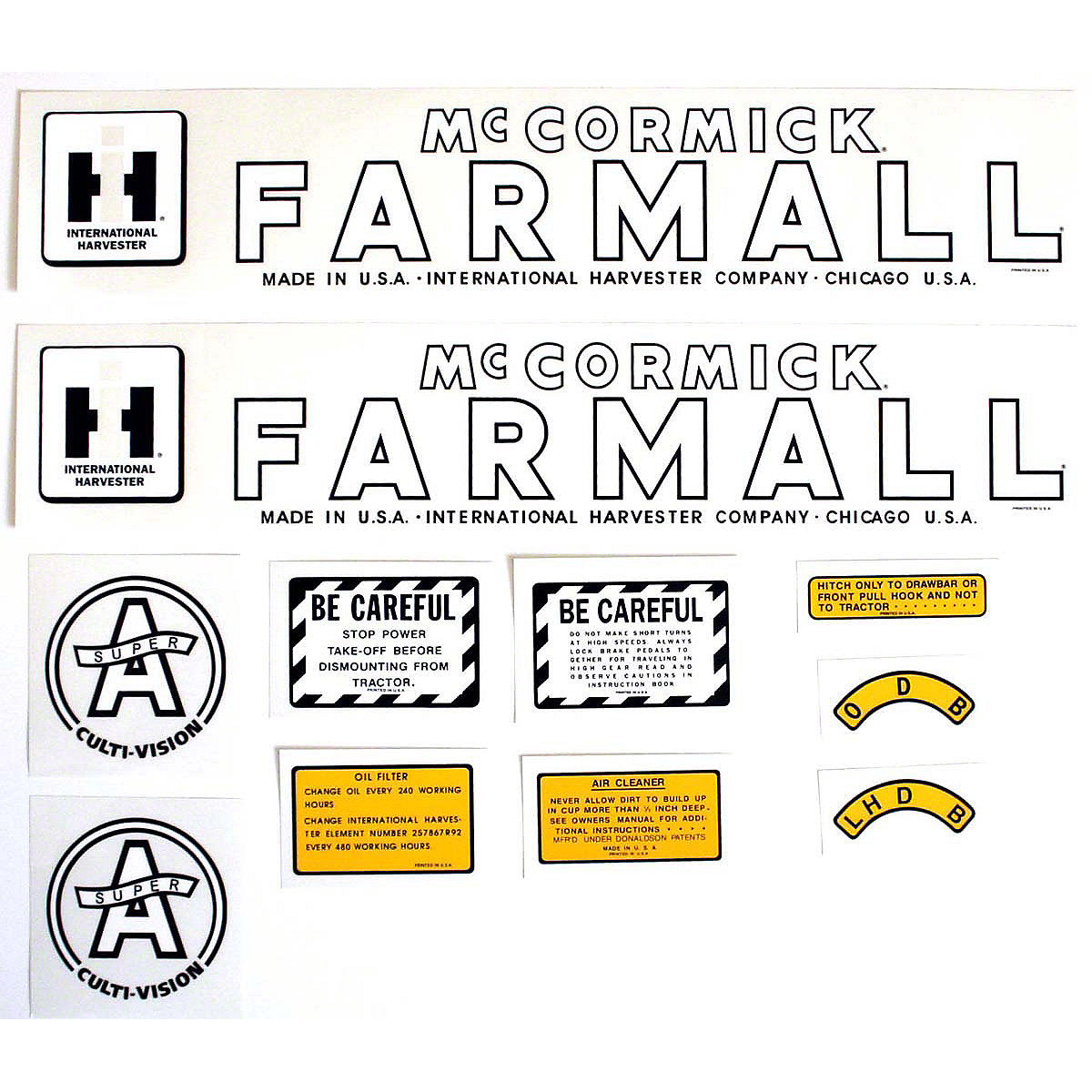 Mylar Decal Set Fits 1947-1954 International Super A CultiVision Tractor