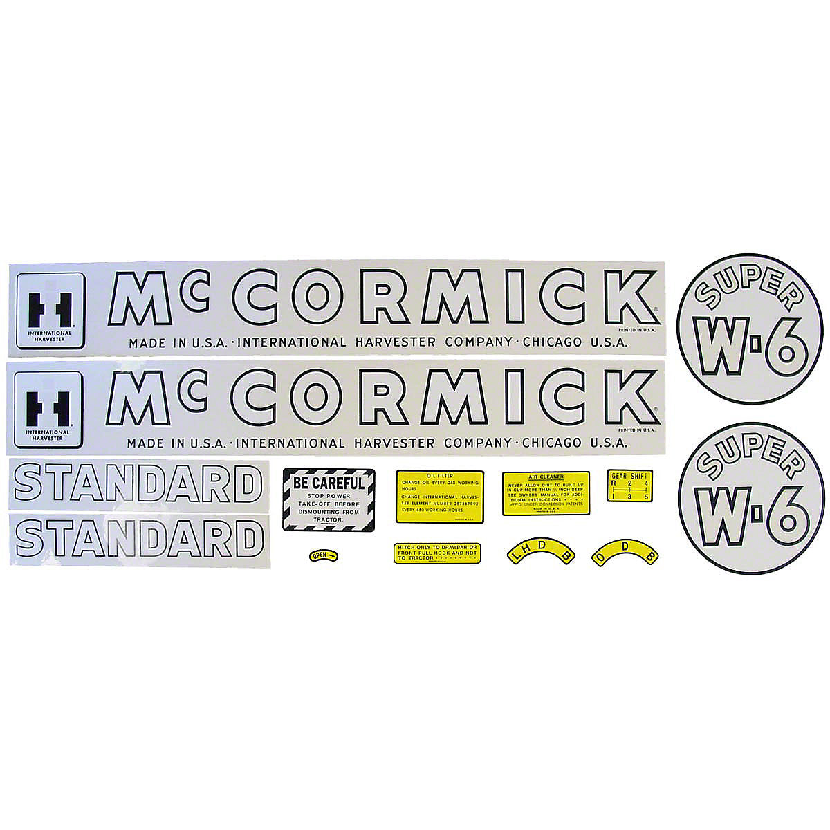 Mylar Decal Set Fits 1952-1954 International Super W6 Tractor