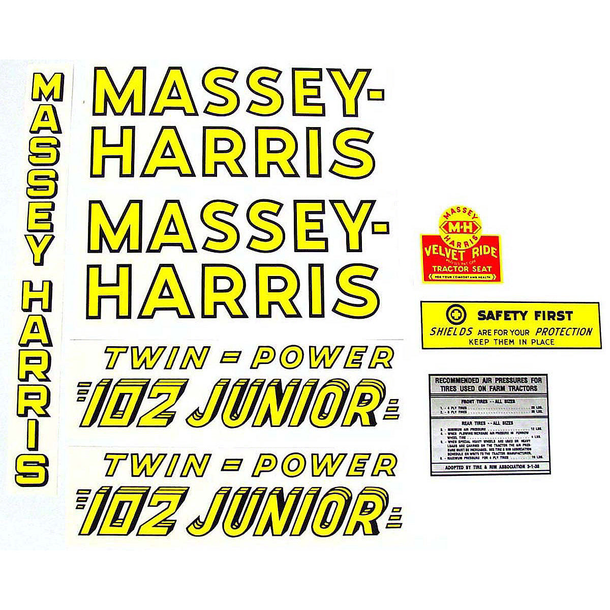 Mylar Decal Set Fits Massey Harris 102 Junior Twin Power Tractor