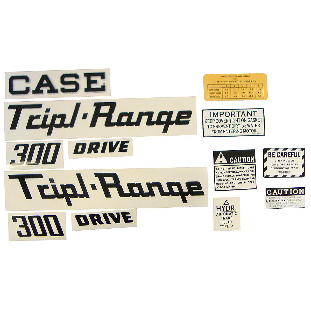 Mylar Decal Set Fits Case 300 Triple Range Tractor