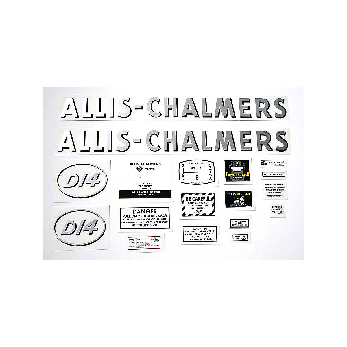 Mylar Decal Set Fits 1957-1959 Allis Chalmers D14 Gas Tractor