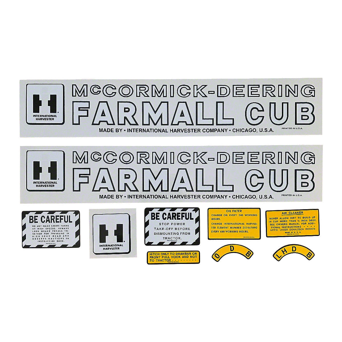 Mylar Decal Set Fits International Tractor McCormick Deering Farmall Cub