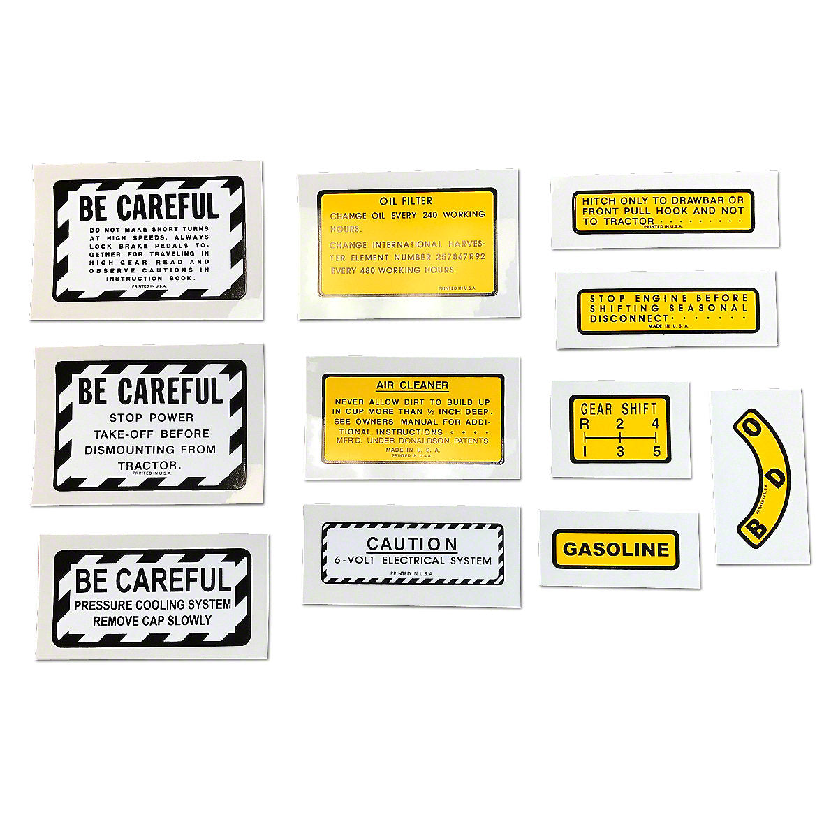 11 Piece Miscellaneous Decal Set Fits International Tractor 400 450 Gas