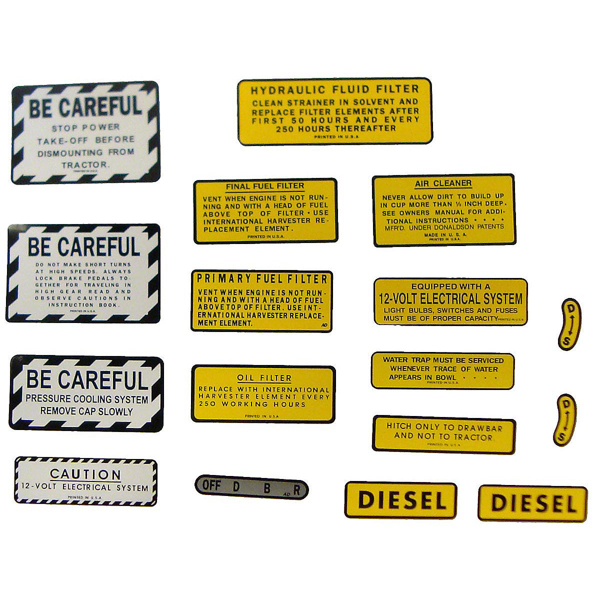 Mylar Warning & Accessory Decal Set Fits International 460 Diesel Tractor