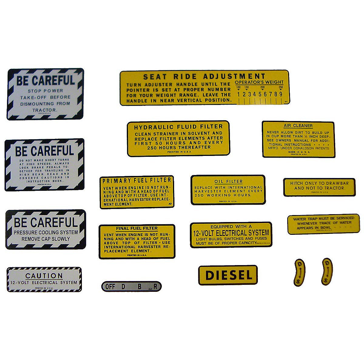 Mylar Warning & Accessory Decal Set Fits International Tractor | 560, 660 | Diesel Models