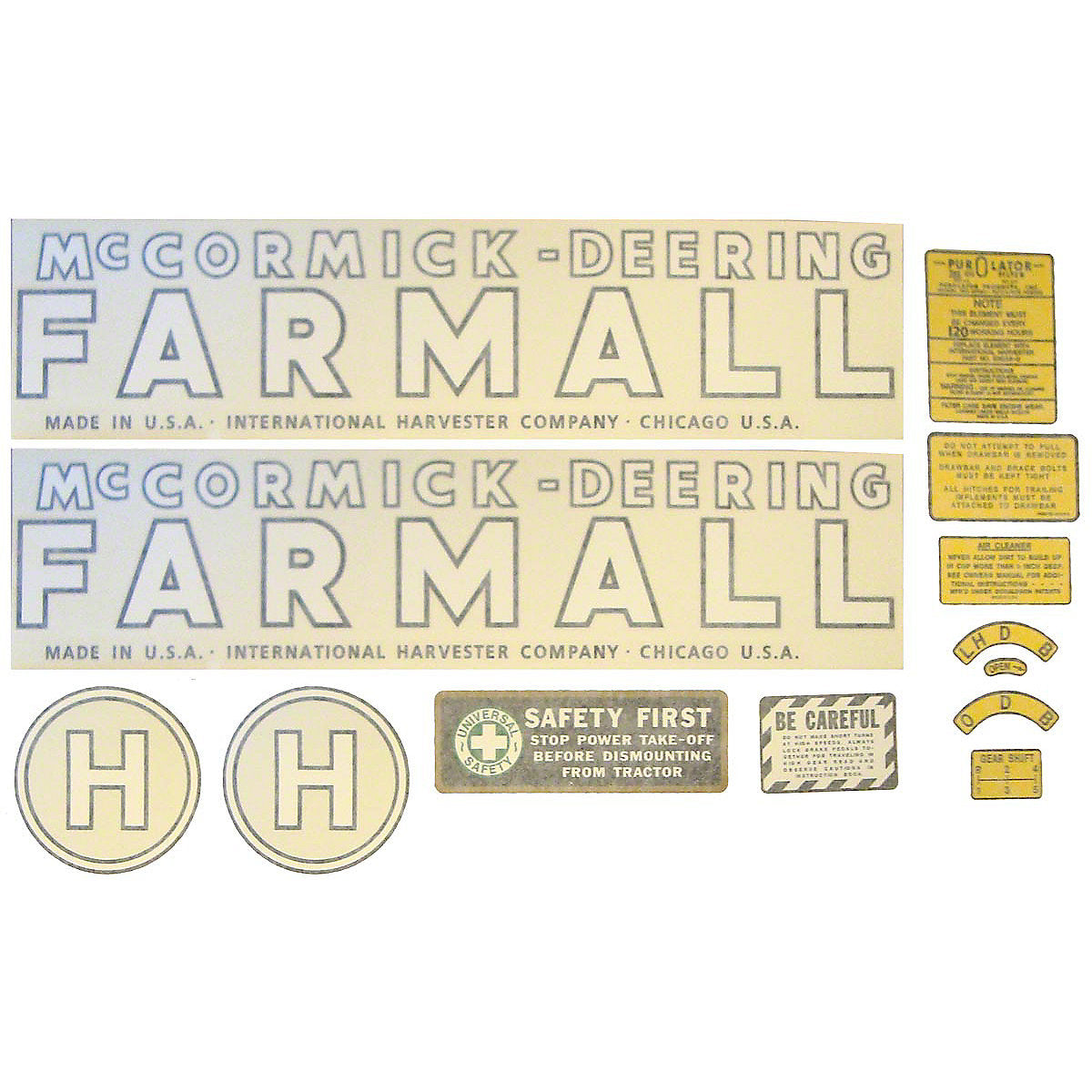 1939 - 1944 McCormick Deering H Vinyl Decal Set Fits International Tractor
