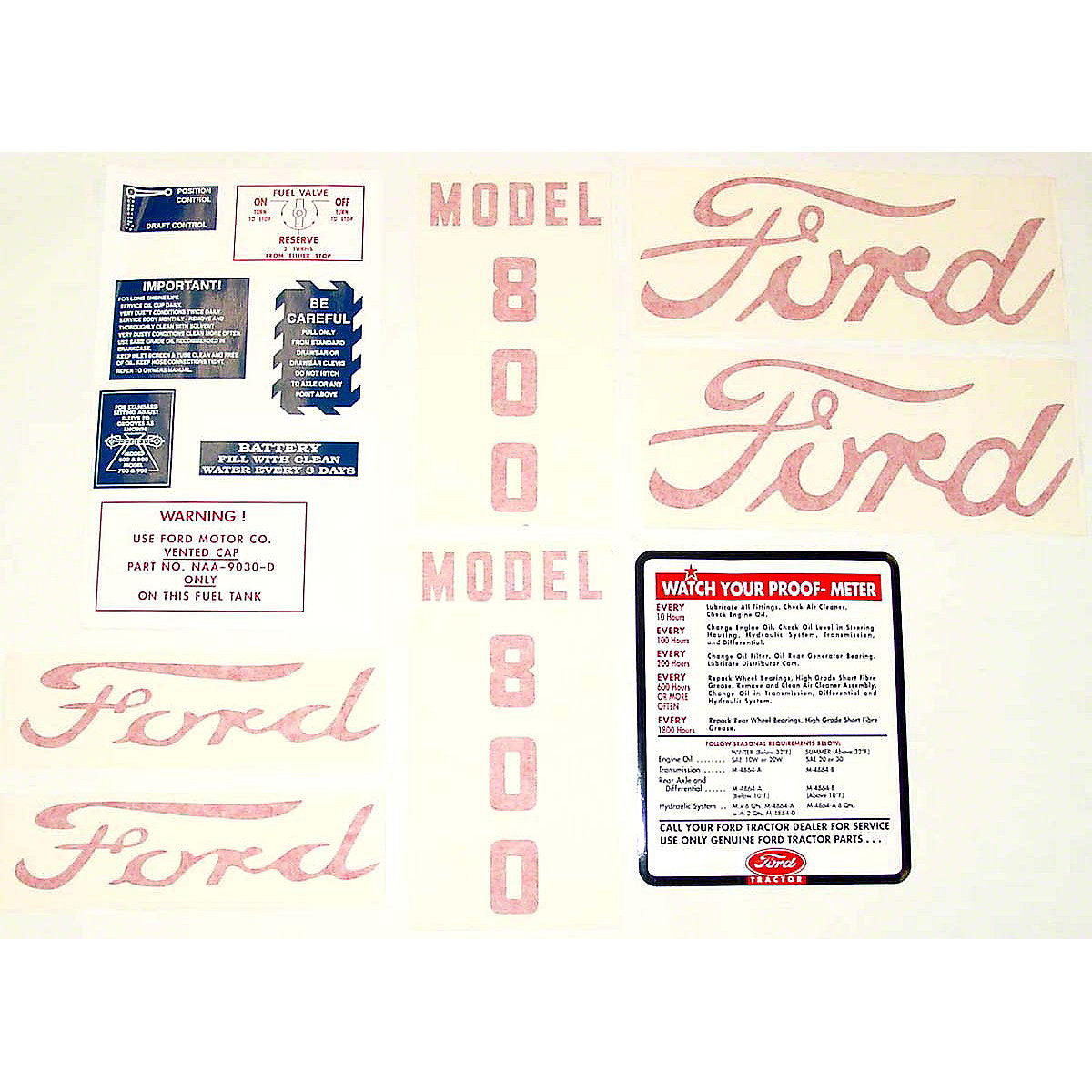 Decal Set fits Ford Tractor 800 | 14 Piece 1955-57