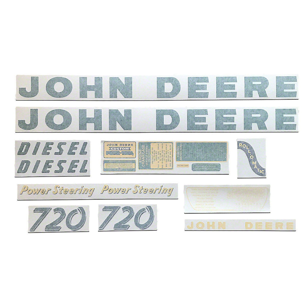 Vinyl Cut Decal Set fits John Deere 720 Gas/Diesel Tractor