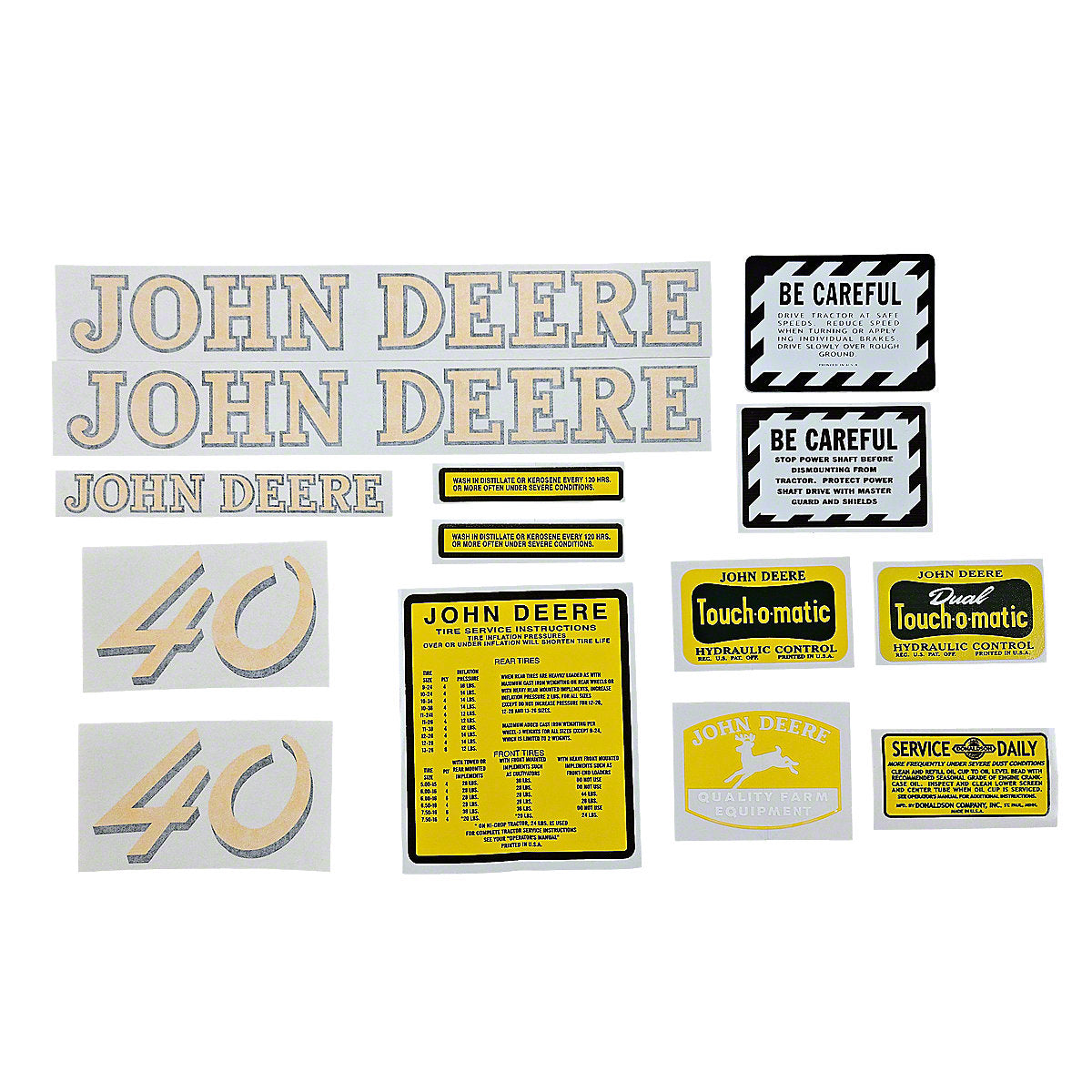 Vinyl Cut Decal Set fits John Deere 40 Tractor