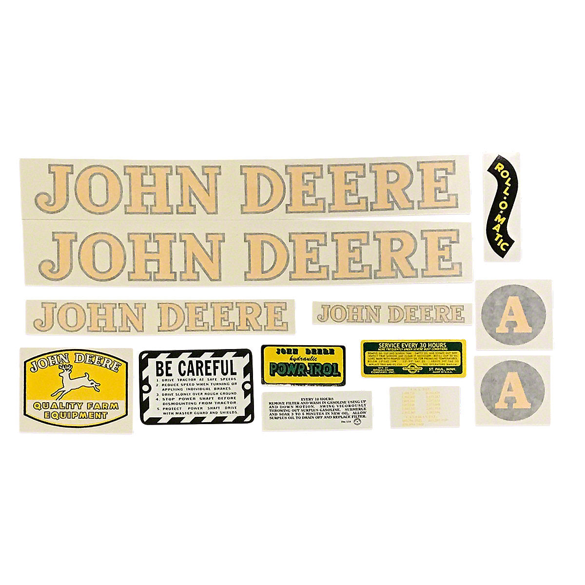 Vinyl Cut Decal Set Fits 1947-1953 John Deere A Styled Hood Tractor