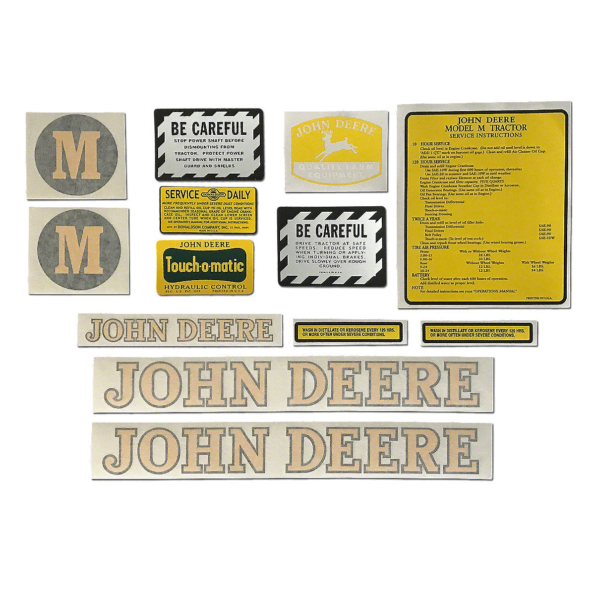 Vinyl Cut Decal Set Fits 1950-1952 John Deere M Tractor