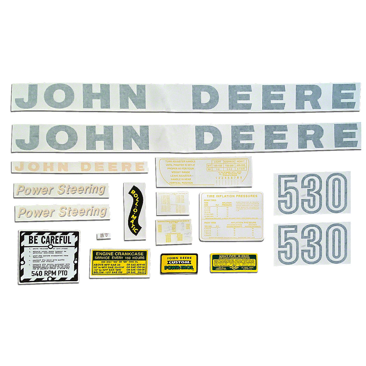 Vinyl Die Cut Decal Set fits John Deere Tractor Early 530