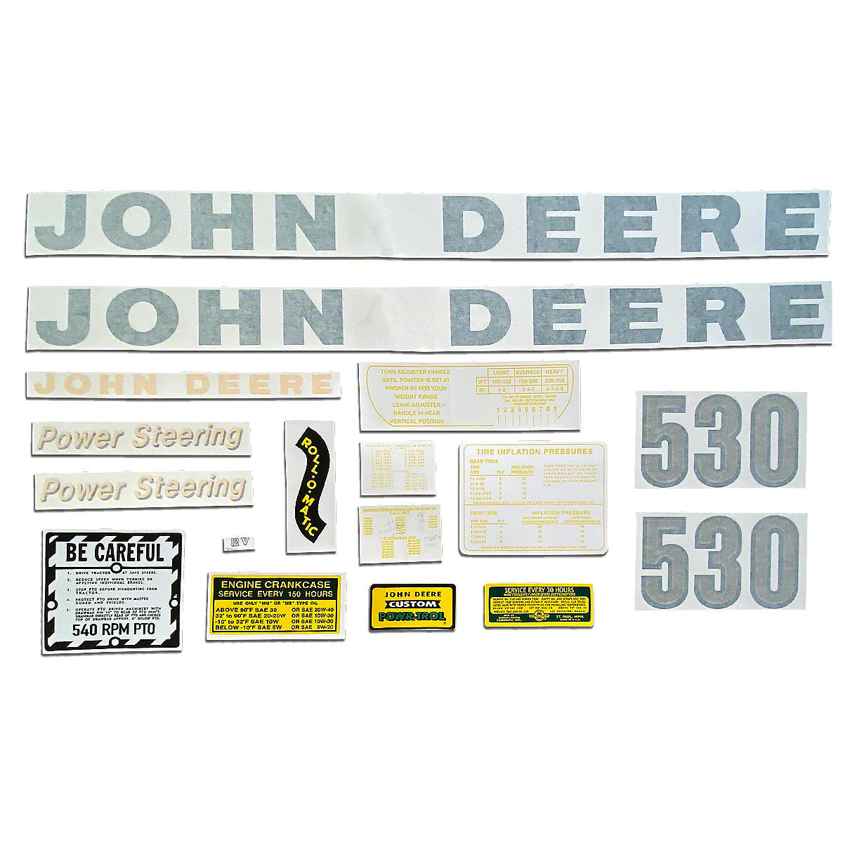 Vinyl Die Cut Decal Set fits John Deere Tractor Late 530