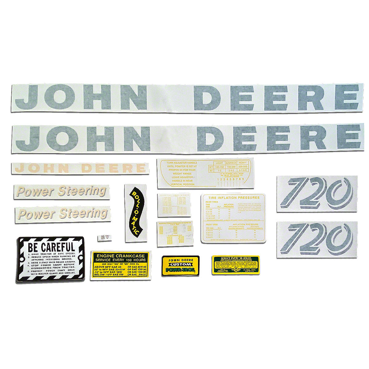 Vinyl Die Cut Decal Set fits John Deere Tractor 720 Gas