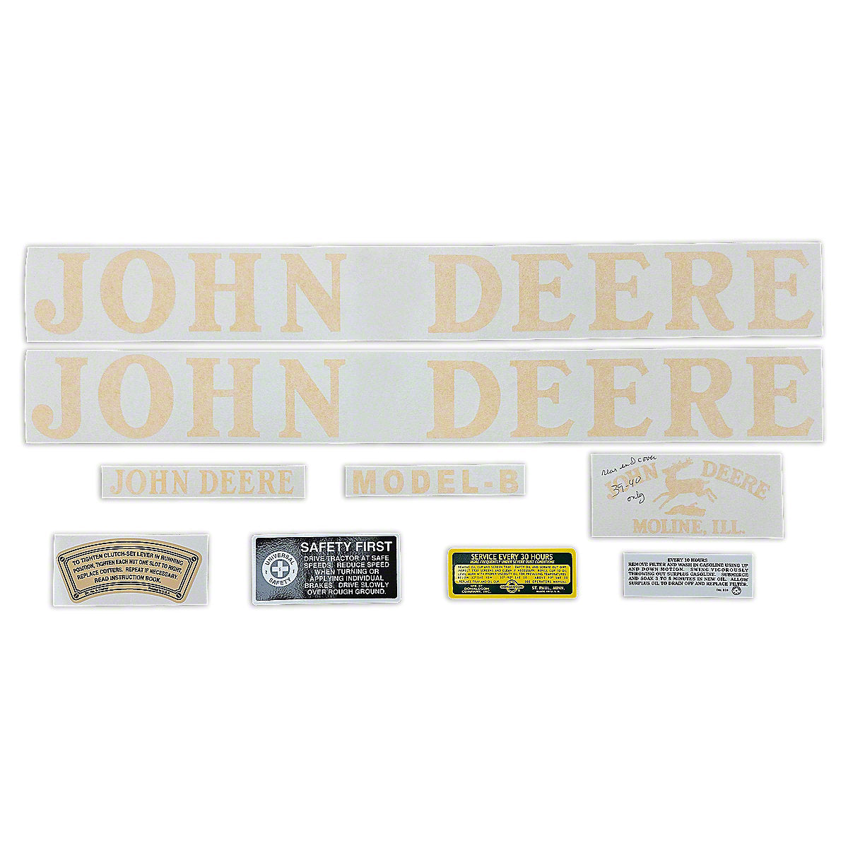 Decal Set Vinyl fits John Deere B Tractor | 1939-1940