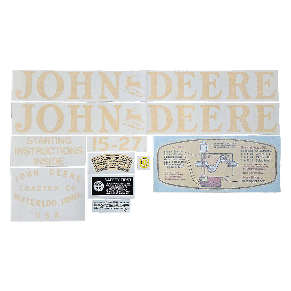 Vinyl Cut Decal Set (1931-33) Fits John Deere D Tractors | VJD105