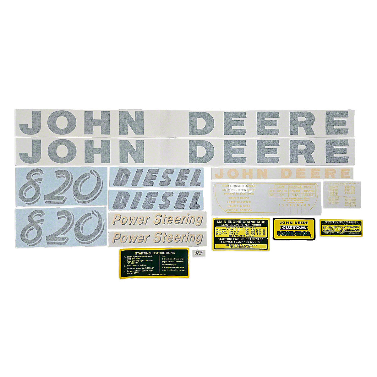 Decal Set Fits John Deere 820 2Cyl Tractors | VJD150