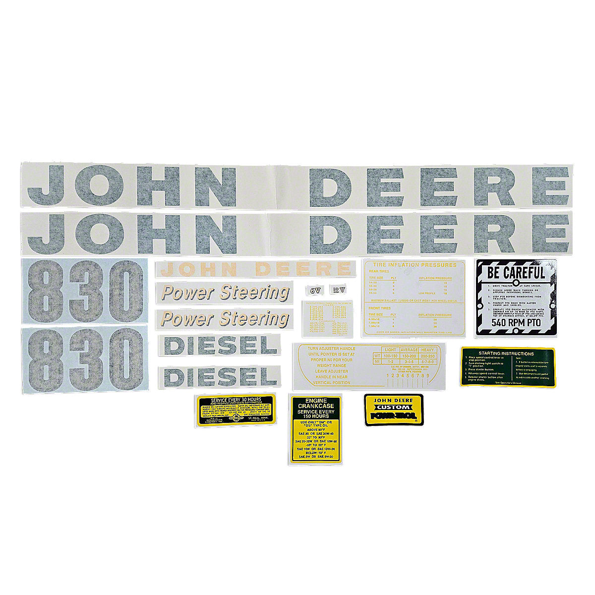 Vinyl Cut Decal Set (1960) Fits John Deere 830 Tractors | VJD157